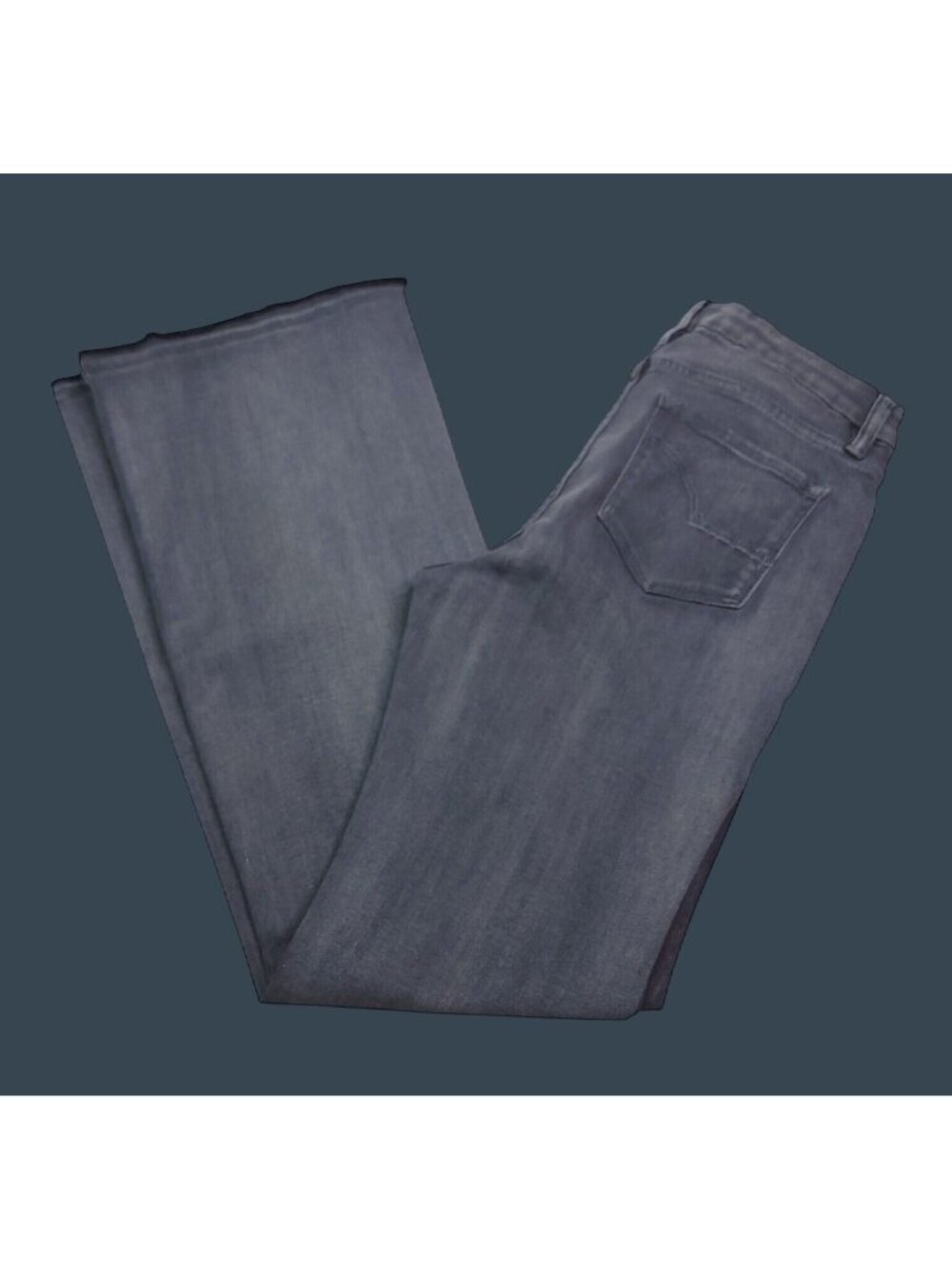 I&M Jeans USA Womens Flare Denim Jeans 11 High Rise Gray Raw Hem Stretch Juniors